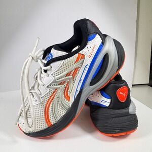 Puma Inverse Sneakers Kids Size 1C White Blue Orange 404254-01 Chunky Mesh Shoes
